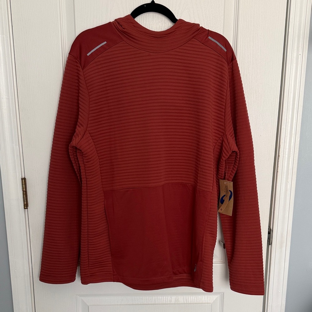 Asics Rust Women's Ribbed Hoodie with Kangaroo Poacket